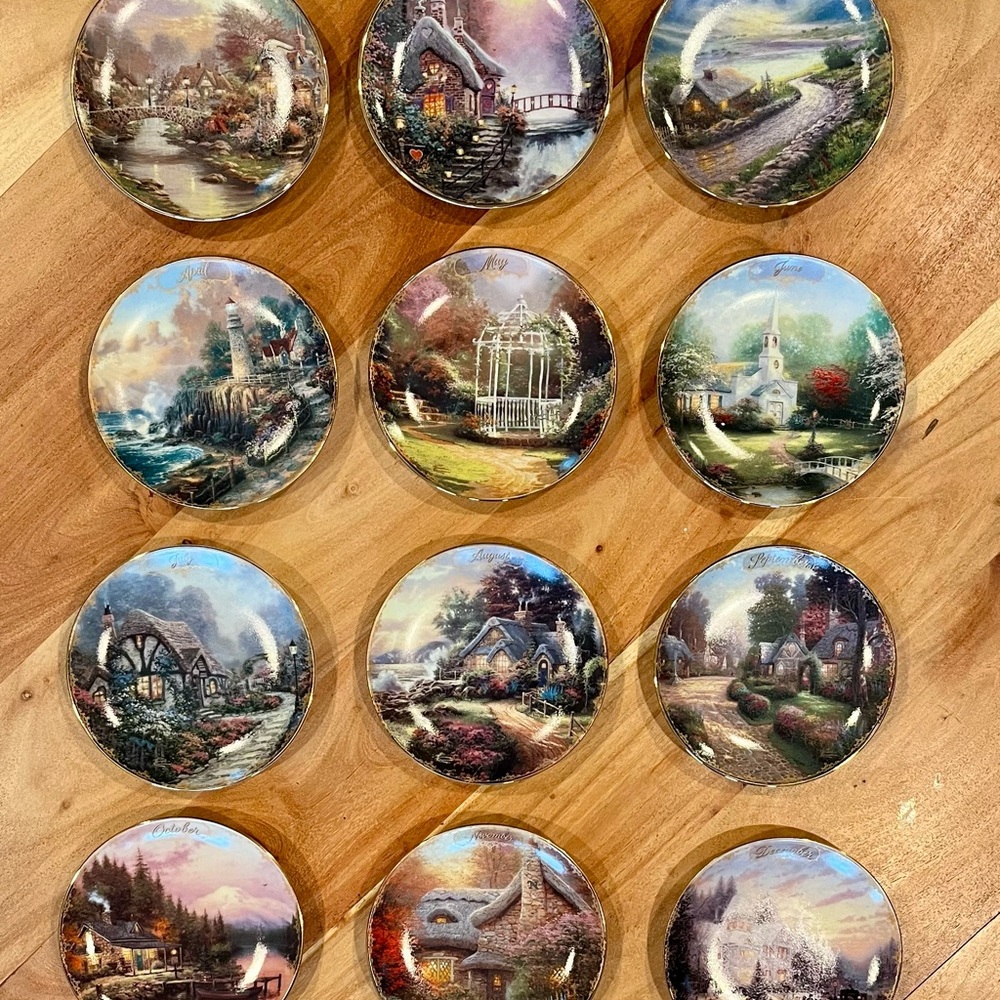 Thomas Kinkade “Simpler Times” Calendar Plate Set - Multicolor
